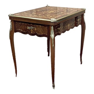 Exceptional French Satinwood Inlay Game Table For Sale