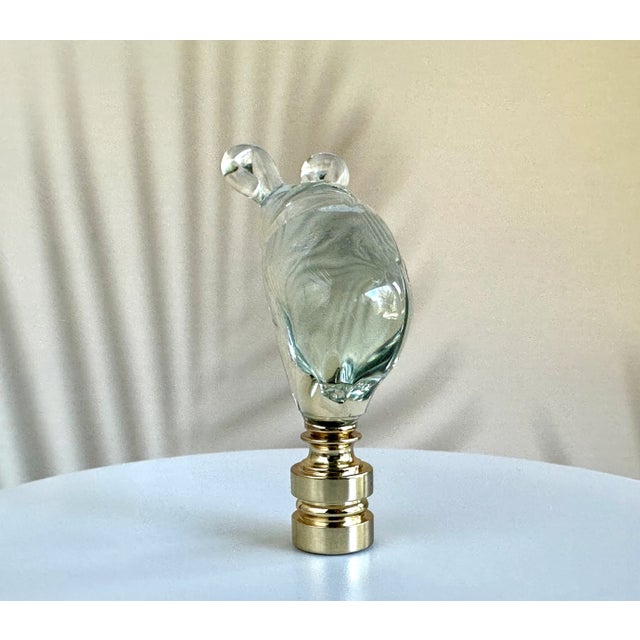 1980s Ngwenya Glass Animal Lamp Finial on Golden Brass Hardware For Sale - Image 5 of 5
