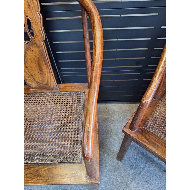 1980s Henredon Chinoiserie Caned Horseshoe-Back Dining Chairs For Sale - Image 9 of 12