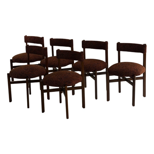 Wooden Dining Chairs with Animalier Upholstery, 1970s, Set of 6 For Sale