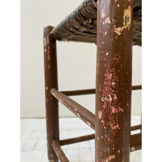 Antique Low Back Polychrome Splint Weave Shaker-Style Chair, Circa Early 20th Century For Sale - Image 11 of 12