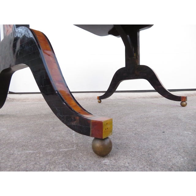 Maitland Smith Tessellated Faux Tortoise Shell / Penshell Writing Desk ~ Traditional Regency Style For Sale - Image 17 of 18