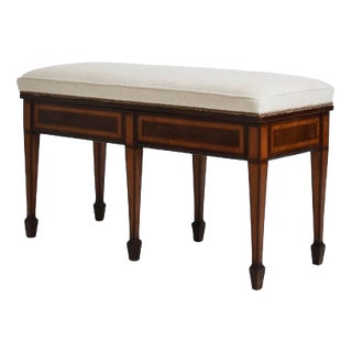 Six Legs Marquetry Bench, 19th Century For Sale