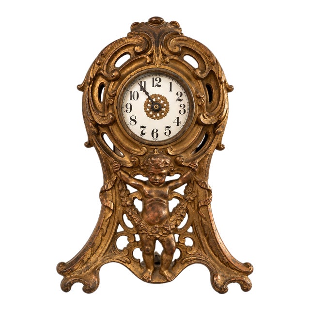 Antique Westclox Cherub Mantel Clock — Jules E. Roiné Design — 1906 Patent/Casting No. 421 For Sale