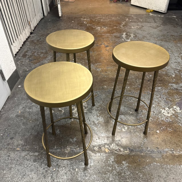 Four Hands Westwood Aged Brass Counter Stools, Set of Three For Sale - Image 4 of 12