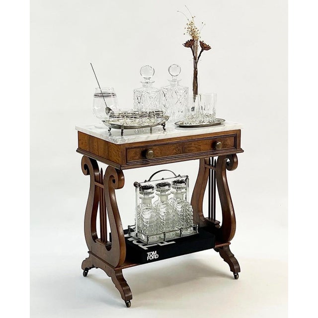 Antique Marble Top Mahogany Lyre Table For Sale In Atlanta - Image 6 of 12