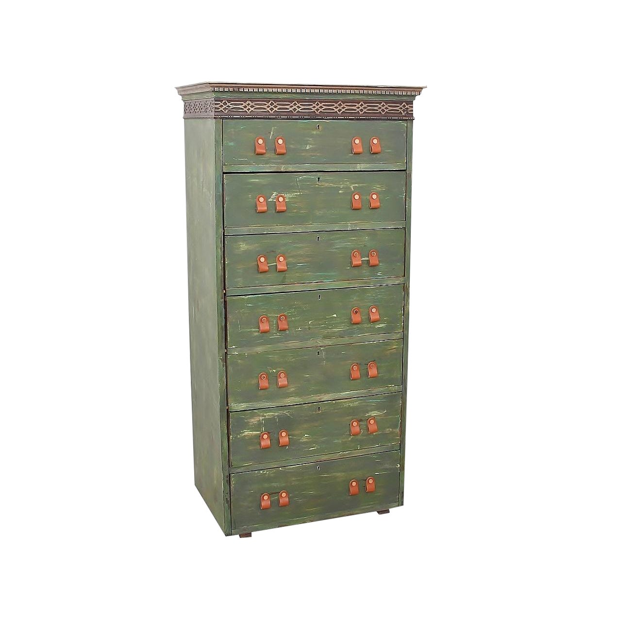 Antique Shabby Chic Distressed Green Tower Chest Chairish