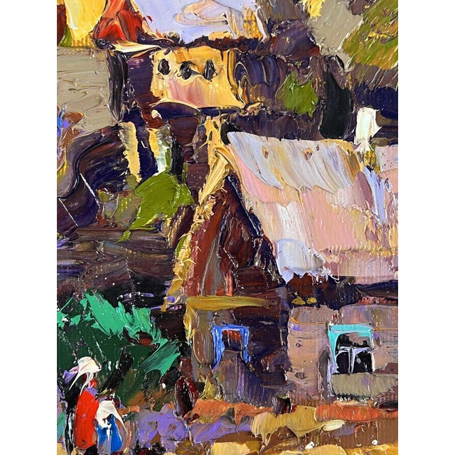 Textile Oil Painting Evening in the Village Oleksiy Ivanyuk For Sale - Image 7 of 11