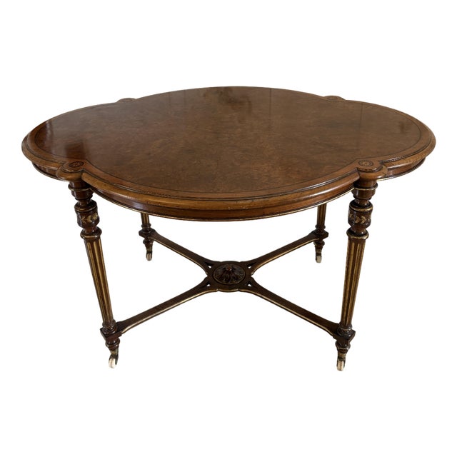 Antique Victorian Burr Walnut Inlaid Centre Table, 1850s For Sale