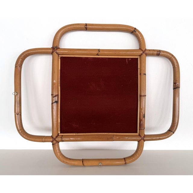 Large Italian Organic Wall Mirror in Rattan and Bamboo, 1970s For Sale - Image 12 of 15