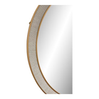 Modern Gray Cerused Oak and Satin Brass Wall Mirror For Sale