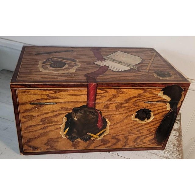 Mid 20th Century 20Thc Original Painted Beavers Hand Made Box For Sale - Image 5 of 9