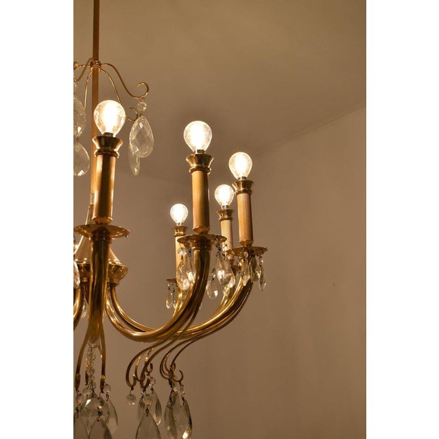 Metal 1950's Italian Crystal Chandelier by Oscar Tolasco for Lumi Milano For Sale - Image 7 of 13