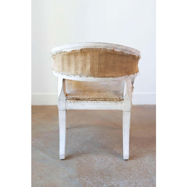Late 19th Century Swedish Gustavian Style Painted Tub Chair with Carved Campanula Friezes For Sale - Image 5 of 8
