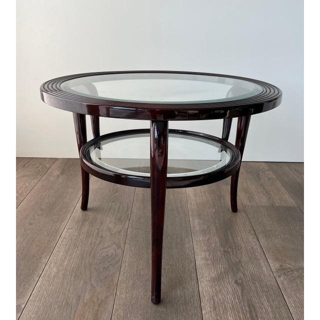 Mid-Century Modern 1940s Paolo Buffa's two-tiered round central coffee table For Sale - Image 3 of 12