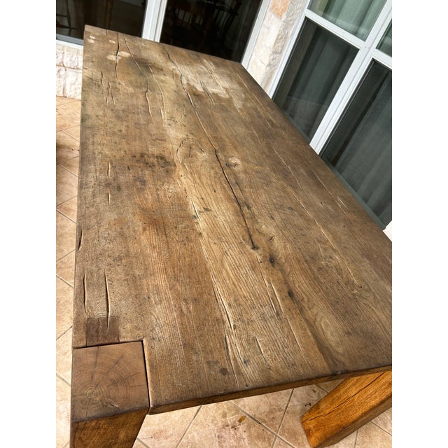 Contemporary Reclaimed Oak Parsons Rectangular Dining Table in Russian Weathered Oak 84” For Sale - Image 3 of 5