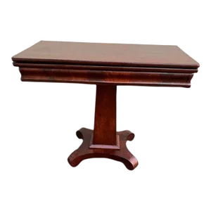 19th Century Antique American Empire Style Mahogany Flip Top Game Card Table