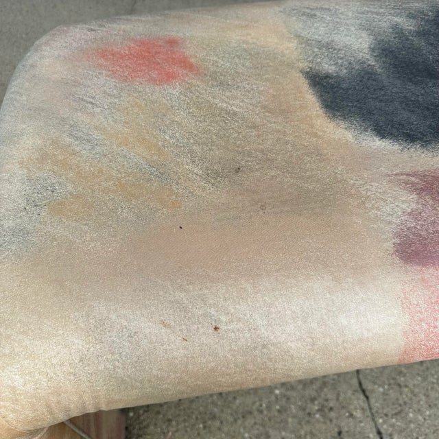 Peach Waterfall Postmodern Bench Watercolor Fabric For Sale - Image 8 of 11