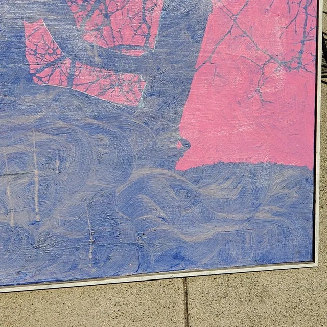 1971 Modern Abstract Figurative Original Oil Painting on Canvas by Bruce Hasselle, Signed and Dated B. Hasselle 71 For Sale - Image 10 of 13