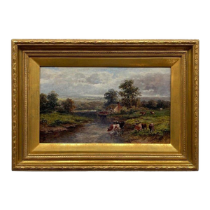 19th Century Pastoral Landscape Oil Painting by F. Allen