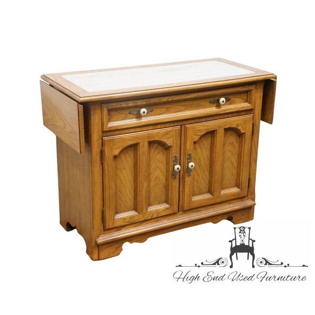 THOMASVILLE FURNITURE Homecoming Collection Solid Oak Rustic Country Style 56" Drop Leaf Server Buffet w. Granite Top...