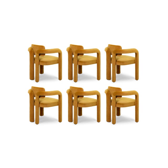 Double Arch Dining Chairs in Mustard Cotton Velvet from Insidherland, Set of 6 For Sale - Image 14 of 14