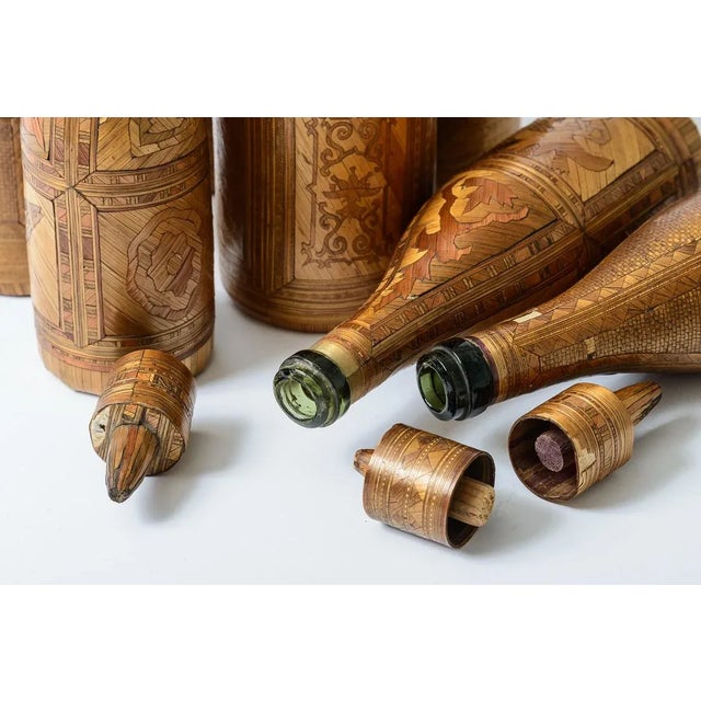 Napoleonic Collection of Straw Art on Glass Bottles, 18Th C. Set of 7 For Sale - Image 12 of 12