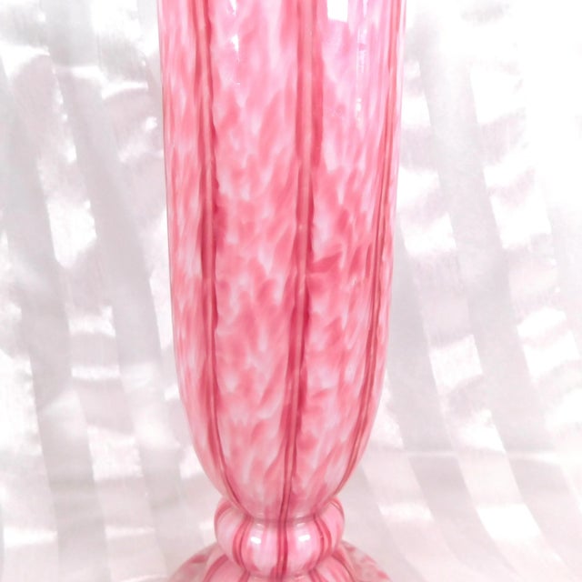1950s Frans Welz Pink Striped Art Glass Vase With Black Rim For Sale - Image 4 of 5