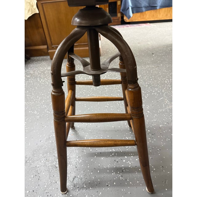 Antique S. Bent & Bros. Industrial Swivel Stool For Sale In Baton Rouge - Image 6 of 10