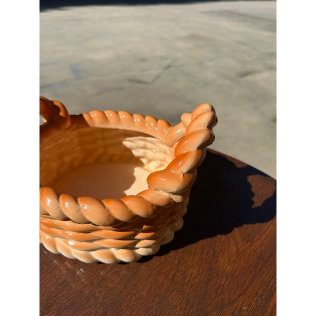 1970s 70s Ceramic Bread Roll Woven Bowl For Sale - Image 5 of 7