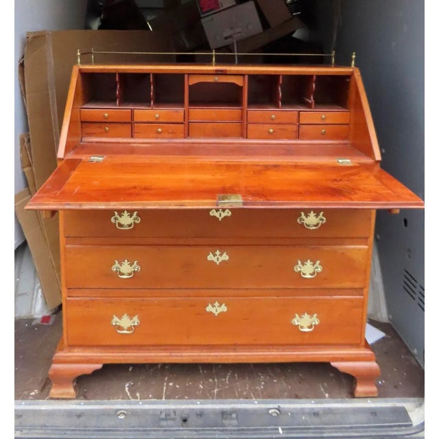 Late 18th Century American Cherry Slant Front Desk Fitted Interior 18th Century For Sale - Image 5 of 11