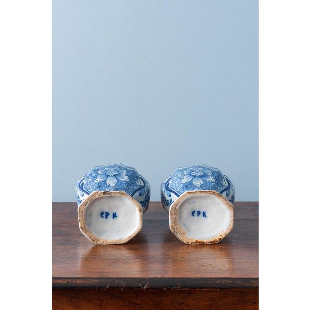 Dutch Blue and White Baluster Vases from Delft, 1700s, Set of 2 For Sale - Image 12 of 14