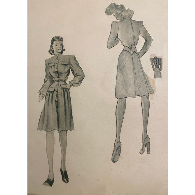Illustration Fashion Print 1940’s Illustration, Original For Sale - Image 3 of 8