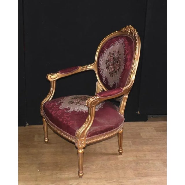 Red French Empire Armchairs in Red Fabric, Set of 2 For Sale - Image 8 of 9