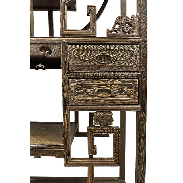 Coffee Vintage Chinese Traditional Curio Display Shelf/Multi-Treasure Cabinet For Sale - Image 8 of 15