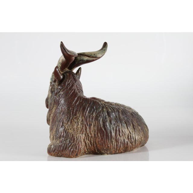 Mid-Century Modern Largre Goat Buck Figurine in Stoneware by Karl Larsen for Royal Copenhagen, 1947 For Sale - Image 3 of 11