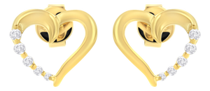 14K Yellow Gold 1/8 Cttw Diamond Journey Heart Hoop Earrings (K-L Color, I1-I2 Clarity)