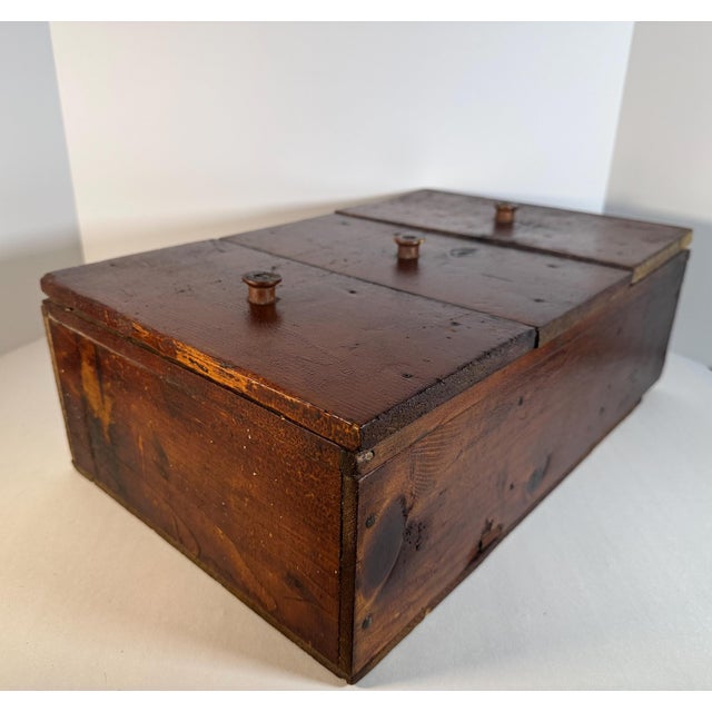 Antique Pine Three Drawer Chest: Primitive Tabletop Storage For Sale - Image 6 of 10