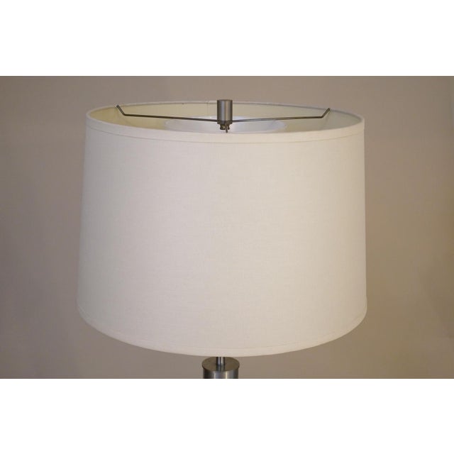 Metal 1950s Walter Von Nessen Streamline Mid Modern Brush Stainless Steel Table Lamp For Sale - Image 7 of 9