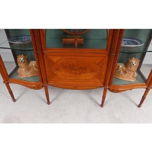 Victorian Satinwood Inlaid Display Cabinet, 1880s For Sale - Image 4 of 17