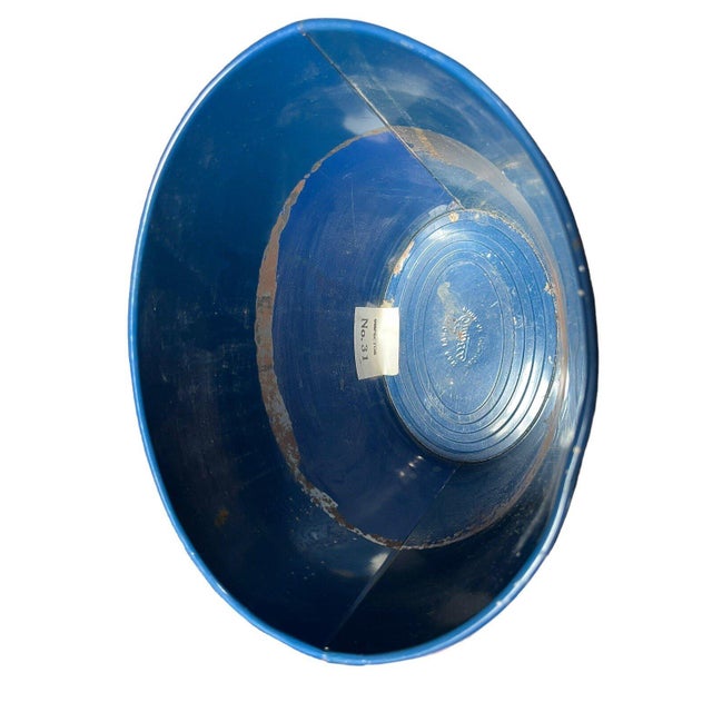 Metal VTG National Can Co Nautical Blue Sailor Boats 9" Waste Bin Trash Can For Sale - Image 7 of 9