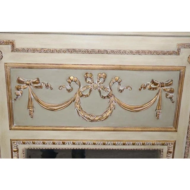 French Louis XV Carved and Painted Wall or Trumeau Mirror For Sale - Image 4 of 12