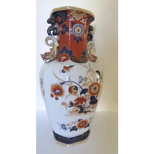 Pair English Ironstone Lidded Jars Urns Vases 24" Tall by Mortlock C 1860 Dragons Foo Lions (A) - A Pair For Sale - Image 9 of 9