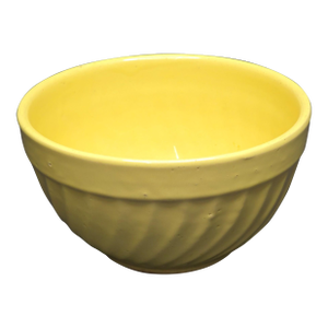 Vintage American Yellow Ware Mixing Bowl Swirl Pattern Oven Ware