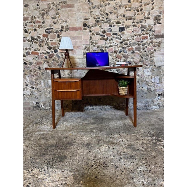 Mid-Century Modern Small Vintage Danish Teak Desk by Gunnar Nielsen for Tibergaard, 1960 For Sale - Image 3 of 18