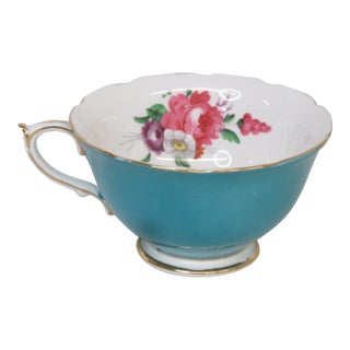 Vintage Paragon Fine Bone China Turquoise Blue Bouquet Flowers Tea Cup 4698b For Sale