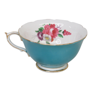 Vintage Paragon Fine Bone China Turquoise Blue Bouquet Flowers Tea Cup 4698b