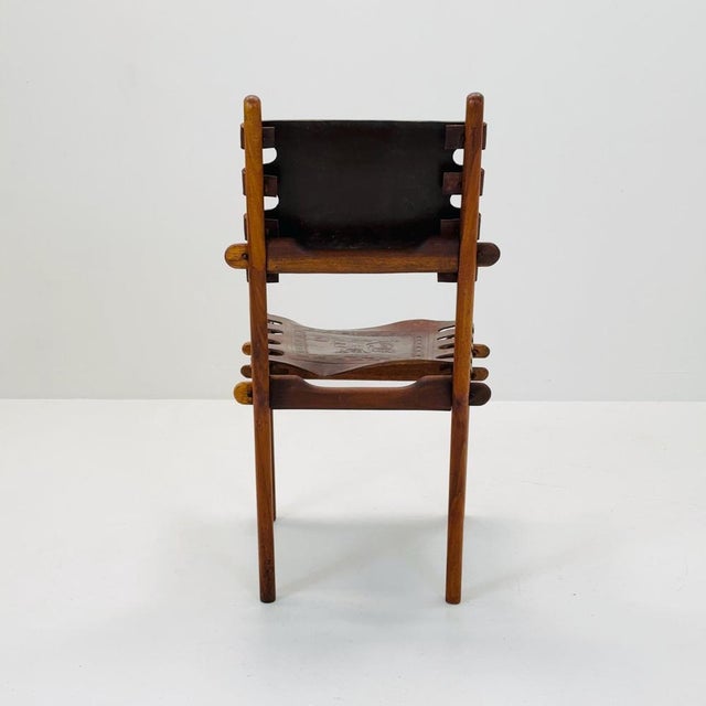 Ecuadorian Dining Chair with Stamped Leather by Angel Pazmino, 1960s For Sale - Image 10 of 11