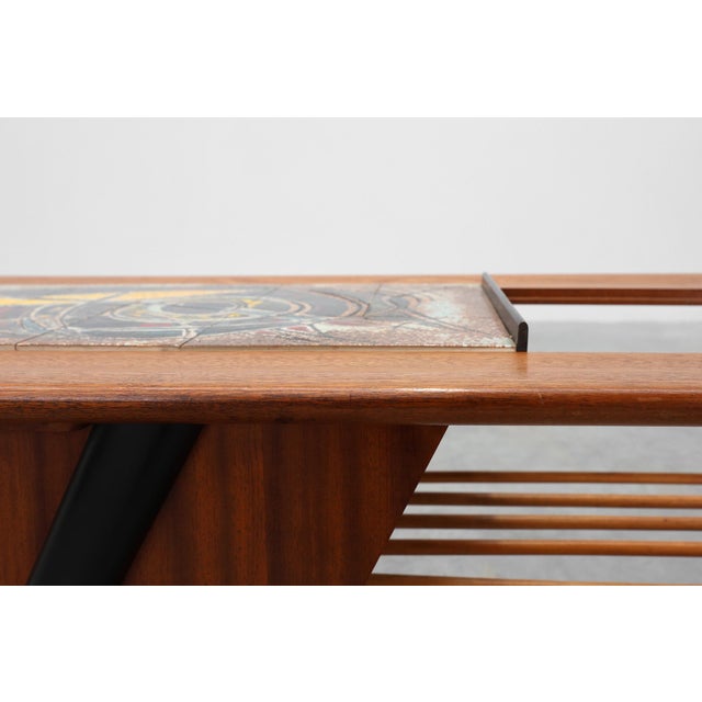 1950s Model 210 Bar or Coffee Table in Teak with Ceramic Tiles by Alfred Hendrickx for Belform, 1950s For Sale - Image 5 of 18
