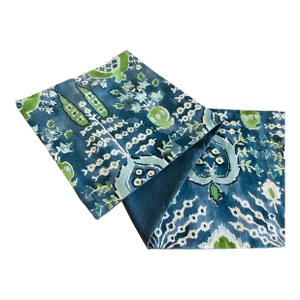 17” X 108” Thibaut Mendoza Suzani Blue & Green on Navy Table or Bed Runner